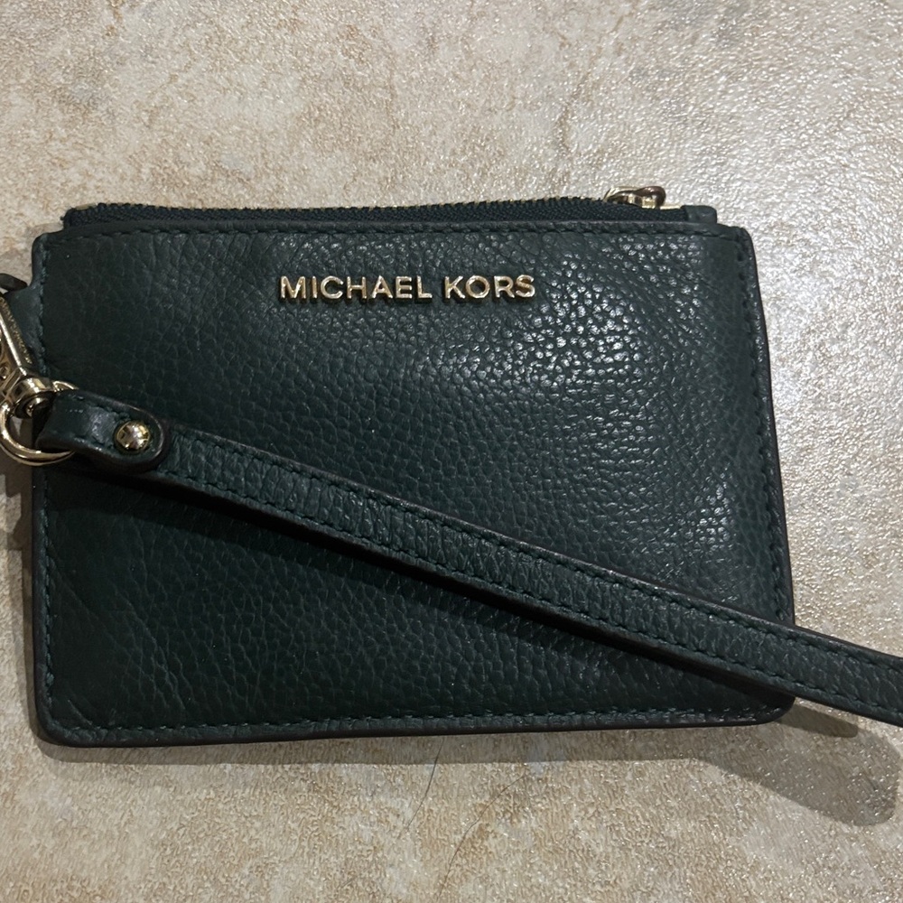 Michael Kors Dark Green Leather Wristlet